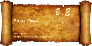 Baky Emma névjegykártya